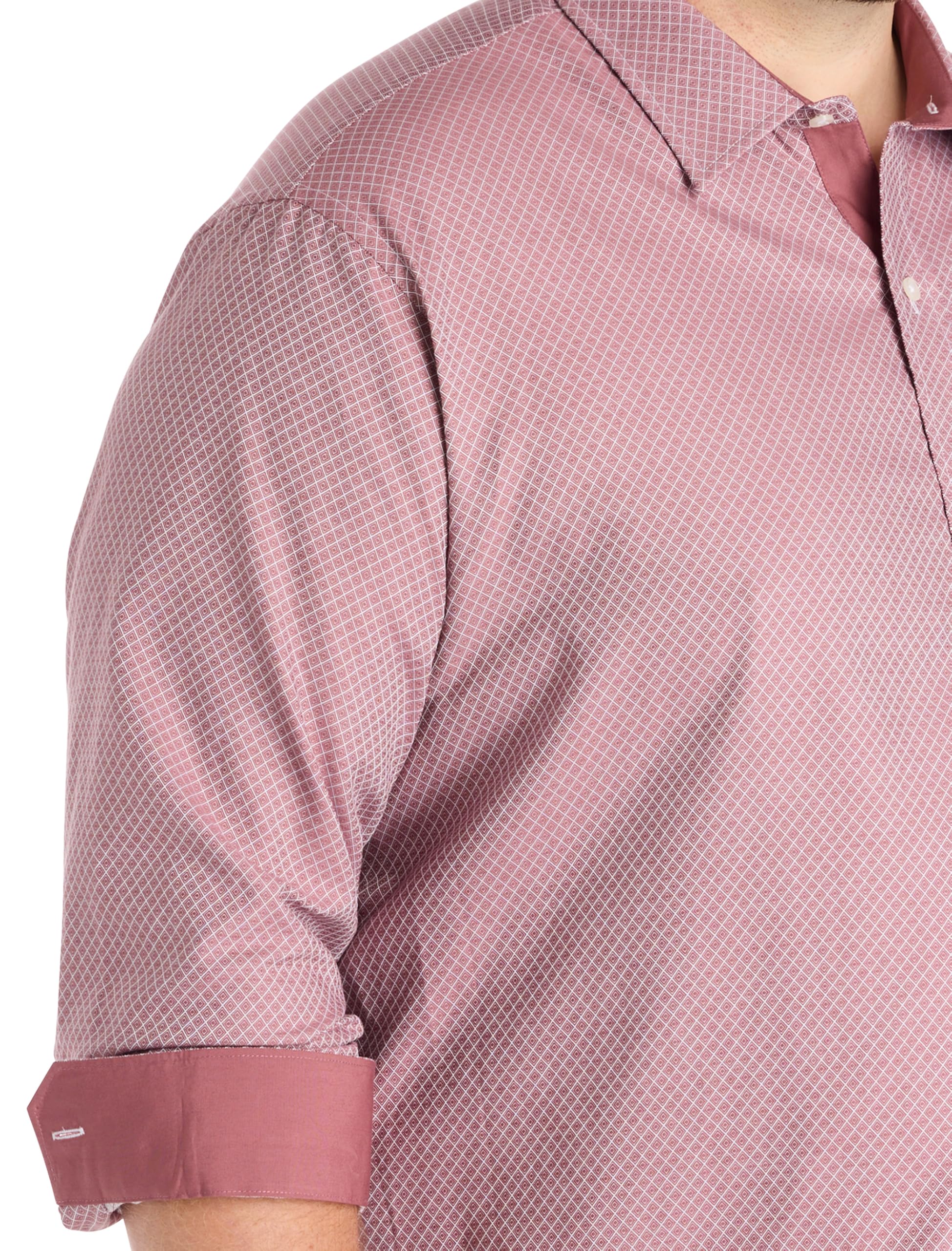 Diamond Print Sport Shirt Rose Brown 4XLT - Image 3