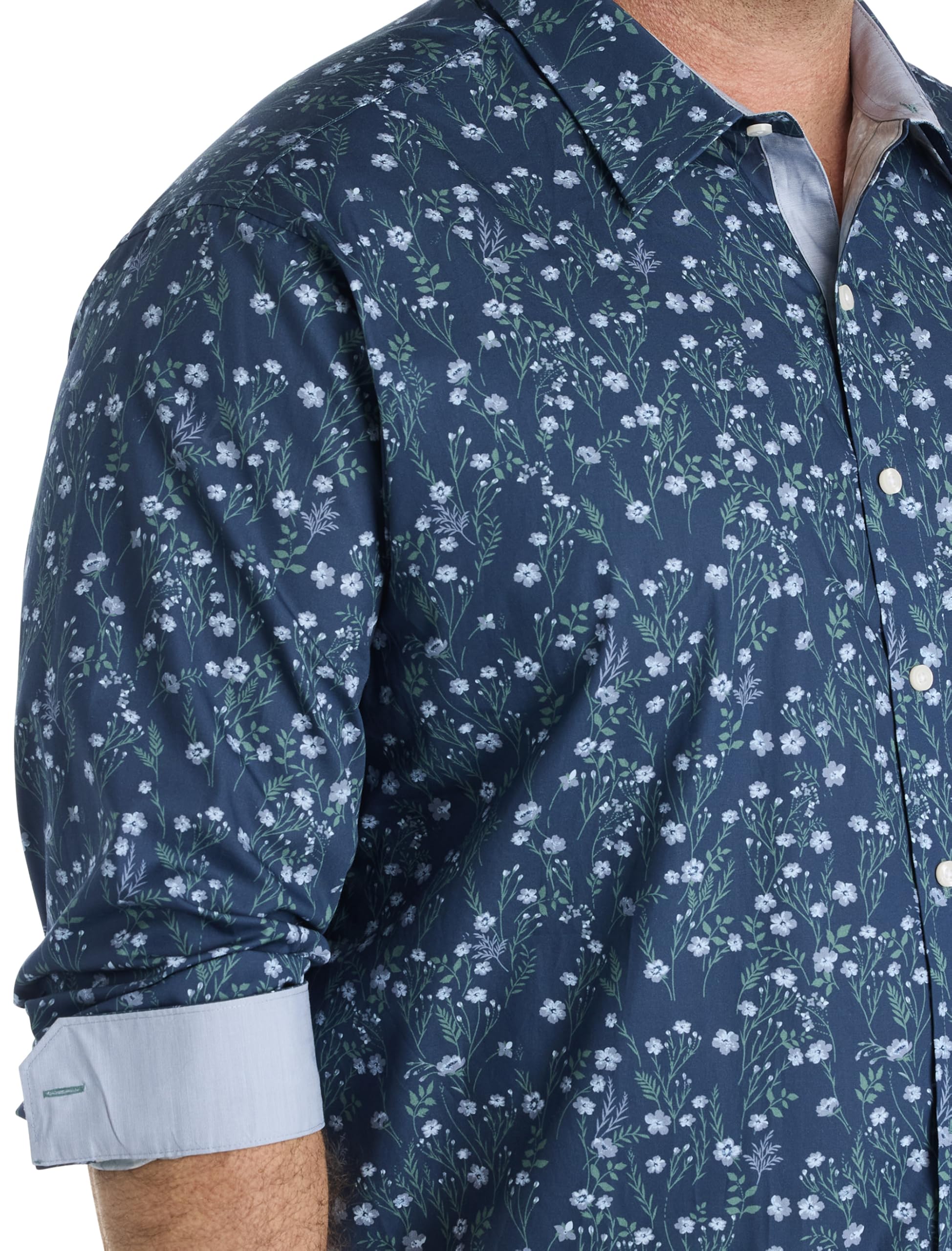 DXL Floral Print Sport Shirt Blue 2XL - Image 3