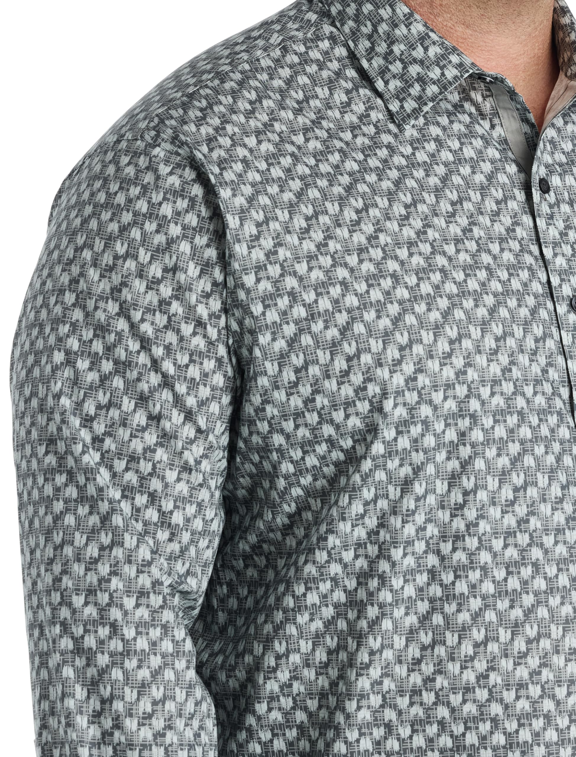 DXL Geometric Print Sport Shirt Grey 3XLT - Image 3