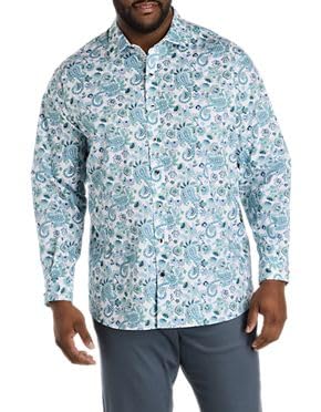 DXL Large Paisley Sport Shirt White Multi 4XLT - Image 2
