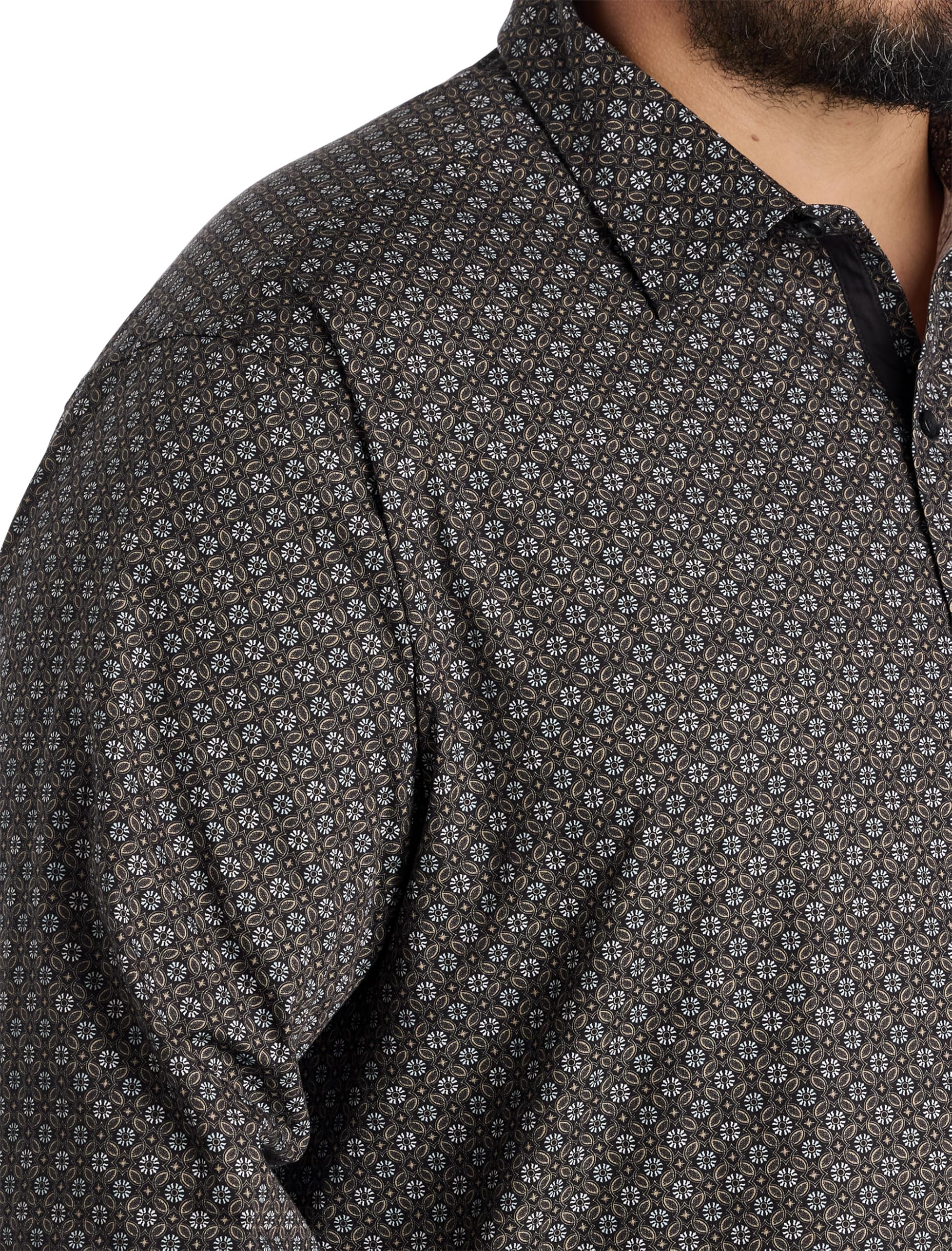 DXL Medallion Print Sport Shirt Black Multi 6XL - Image 3