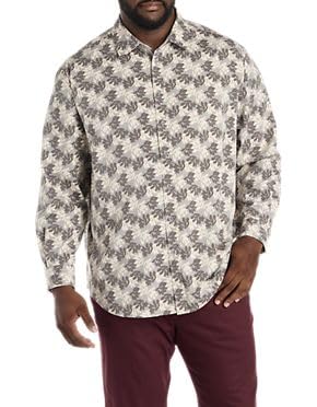 DXL Rolled-Sleeve Floral Print Sport Shirt Grey 2XLT - Image 2