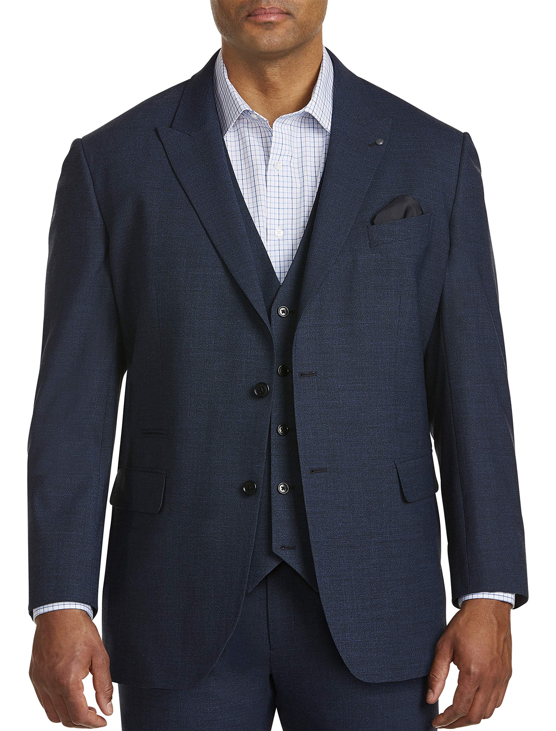 DXL Synrgy Men's Big and Tall Jacket-Relaxer Performance Mélange Suit Jacket Blue 54 L - Image 3