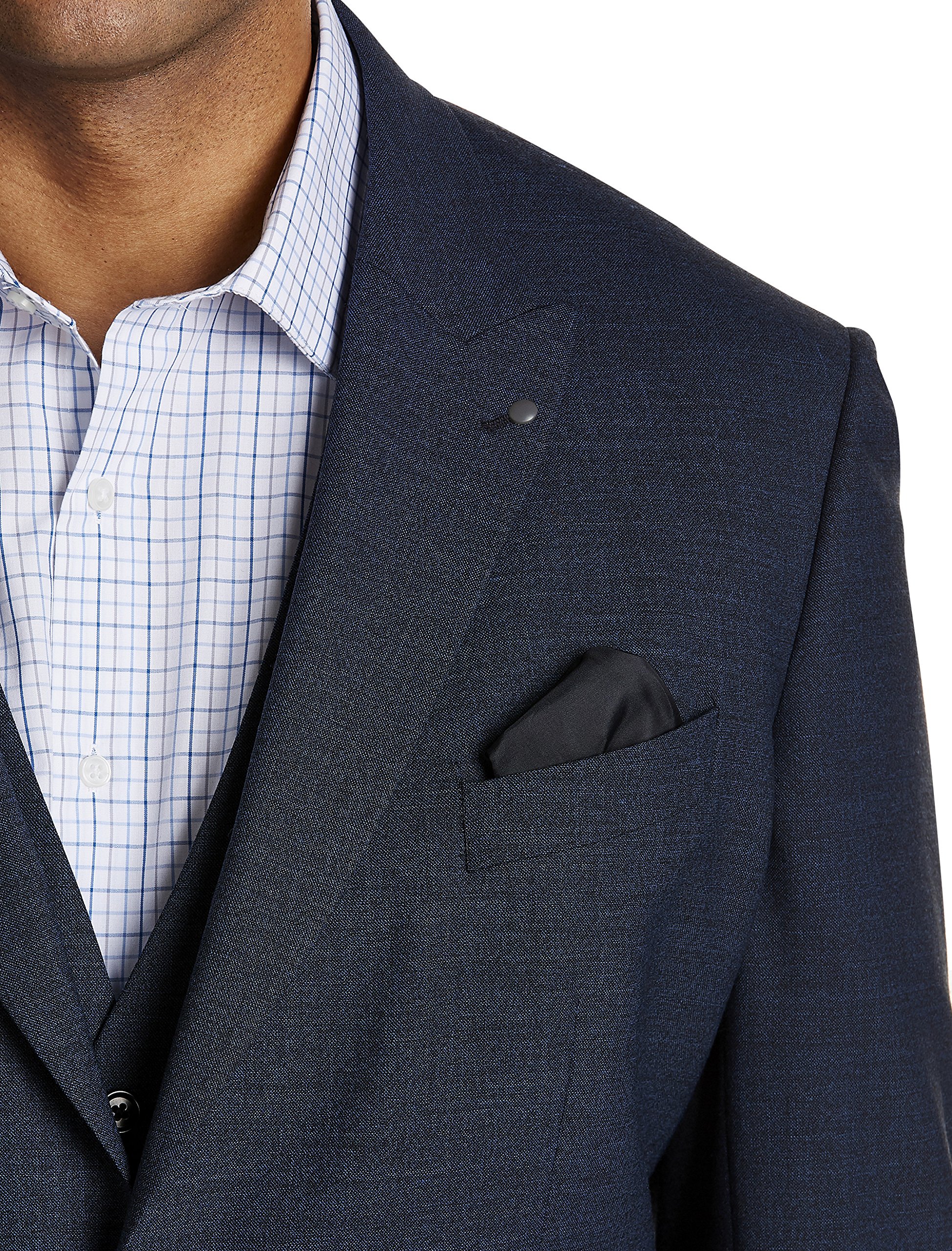 DXL Synrgy Men's Big and Tall Jacket-Relaxer Performance Mélange Suit Jacket Blue 54 L - Image 5