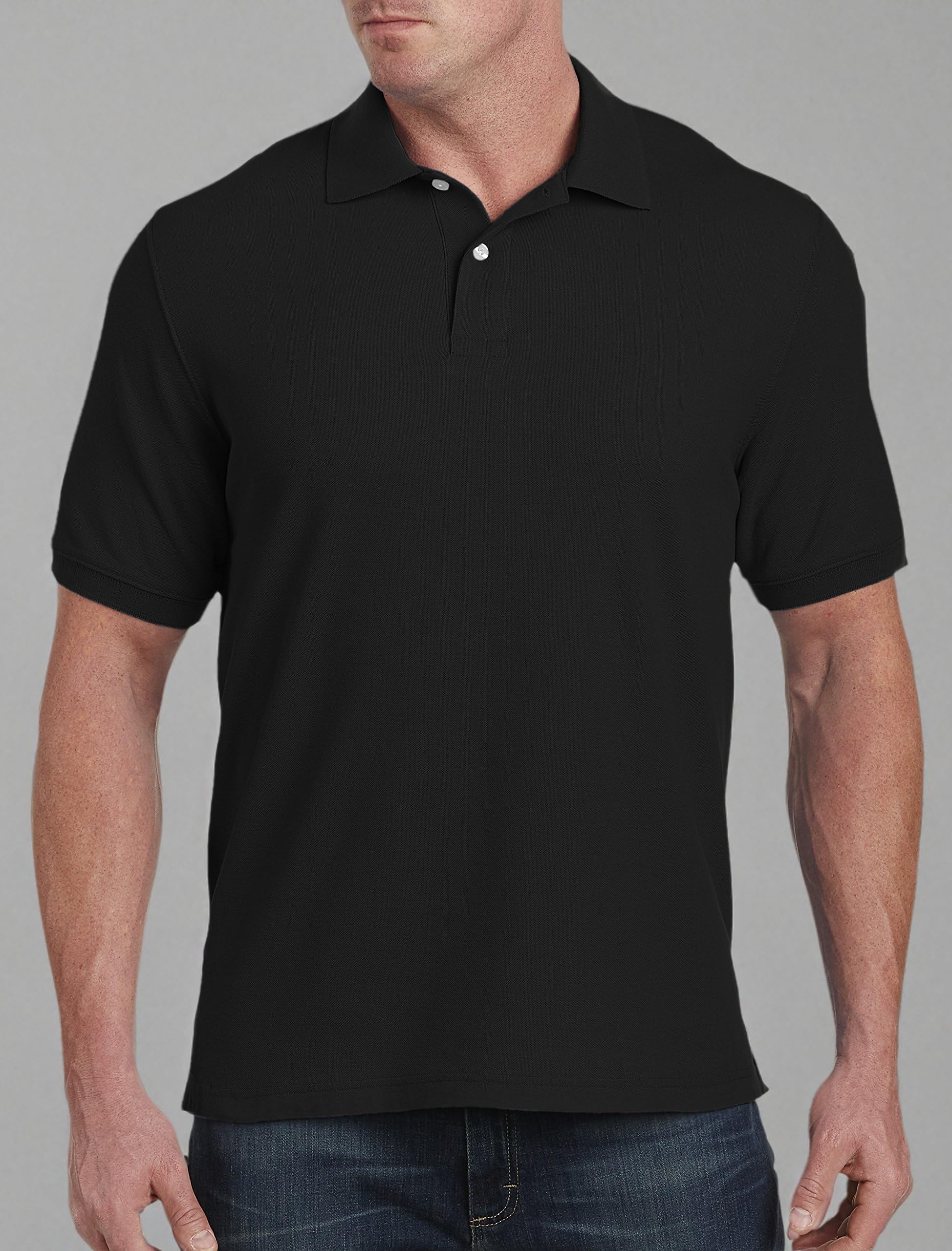 Harbor Bay by DXL Men's Big and Tall Piqué Polo Shirt, Tango Red Heather - Image 3
