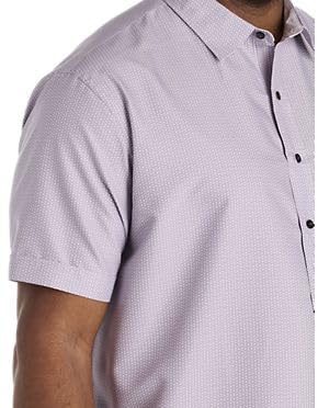 Microfiber Geometric Print Sport Shirt Purple 4XLT - Image 2