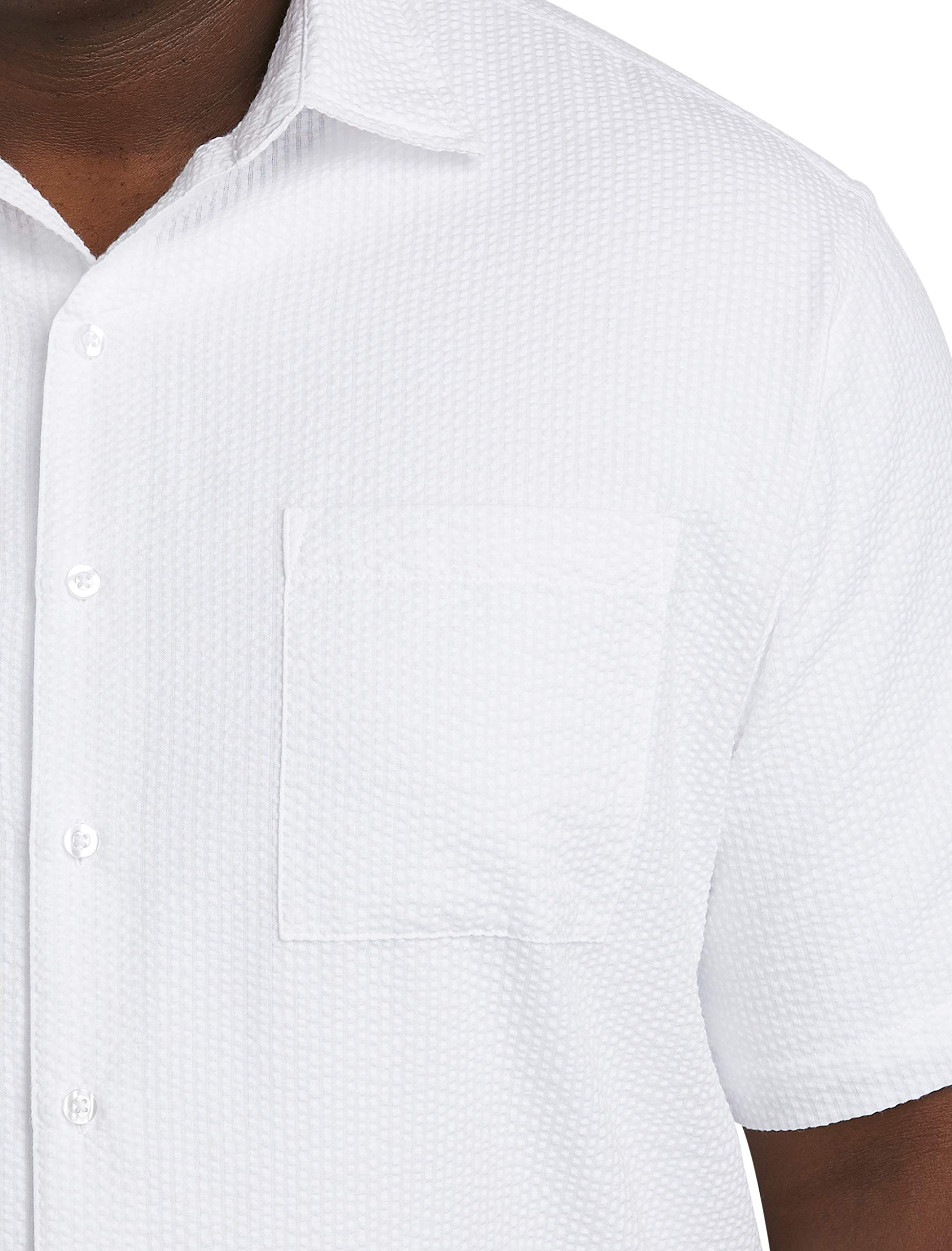Oak Hill by DXL Big and Tall Men's Seersucker Stripe Sport Shirt, Ultramarine, Sizes XL-7XL - Image 2