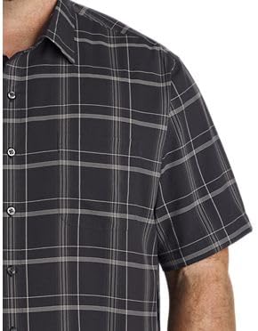 Plaid Microfiber Sport Shirt Black 4XLT - Image 2
