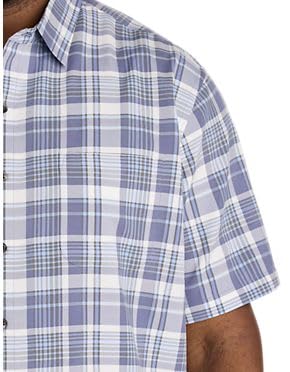 Plaid Microfiber Sport Shirt Blue 1XLT - Image 2