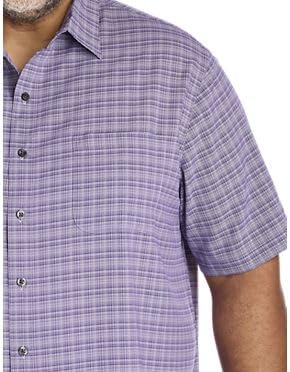 Plaid Microfiber Sport Shirt Purple 5XL - Image 2
