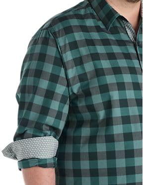 Plaid Sport Shirt Green 3XLT - Image 2